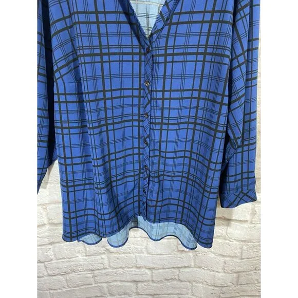 Susan Graver Weekend Regular Plaid Tunic Top 3XP Stretch Lightweight Classy 9840 - Picture 5 of 9
